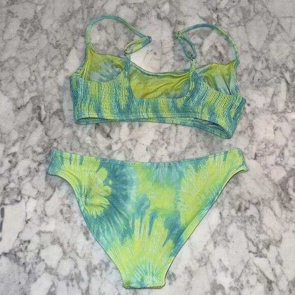 Peixoto Vibrant Green/Blue Tie-Dye Bikini Set with NWT Sarong - Picture 2 of 10